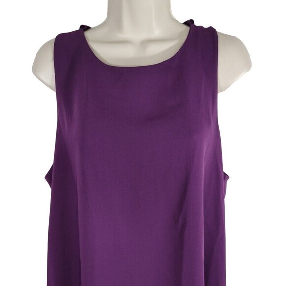 Ann Taylor LOFT Sleeveless Purple Swing Shift Dress Women Petite Size LP Keyhole - Picture 2 of 7